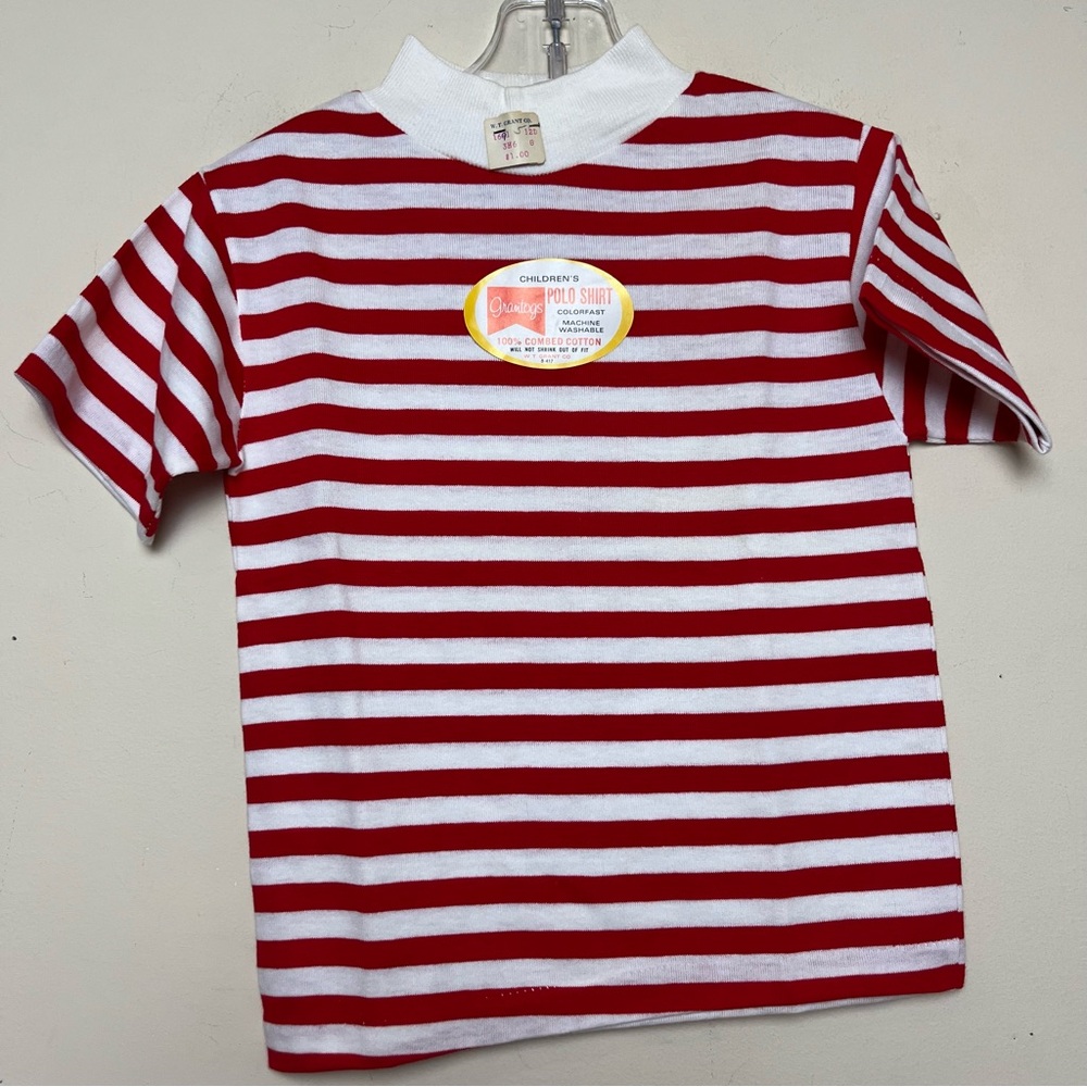 Vtg Grantogs 50s 60s NWT Striped Red‎ White Polo Shirt Sz 5 Sports W.T. Grant Co
